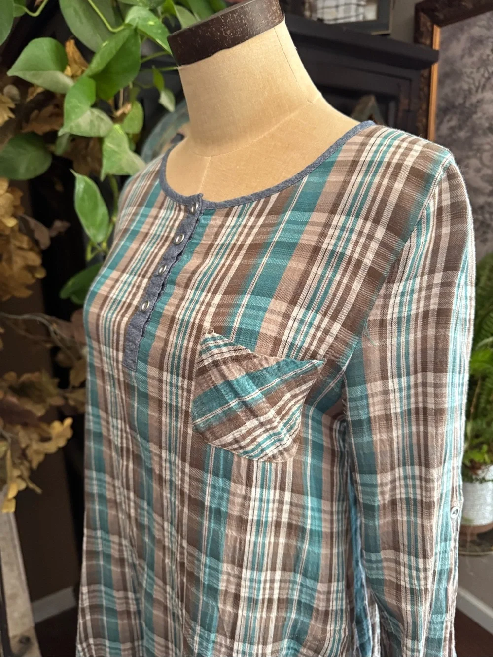 Altar’d State Plaid Cotton Tunic Dress Small Cottagecore Prairie Boho Whimsigoth